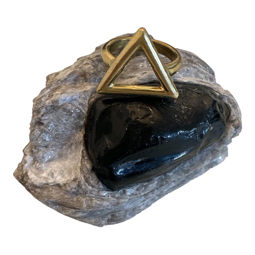 Artisan | Rustic Matt Gold Triangle Ring | Size 6